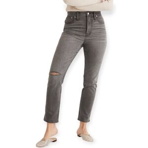 Madewell The Perfect Vintage Jeans in Connell Wash Gray Black Ripped Size 29